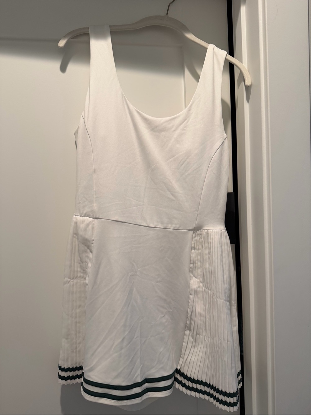 Tuckernuck White Pleated Tennis Dress with Green Trim